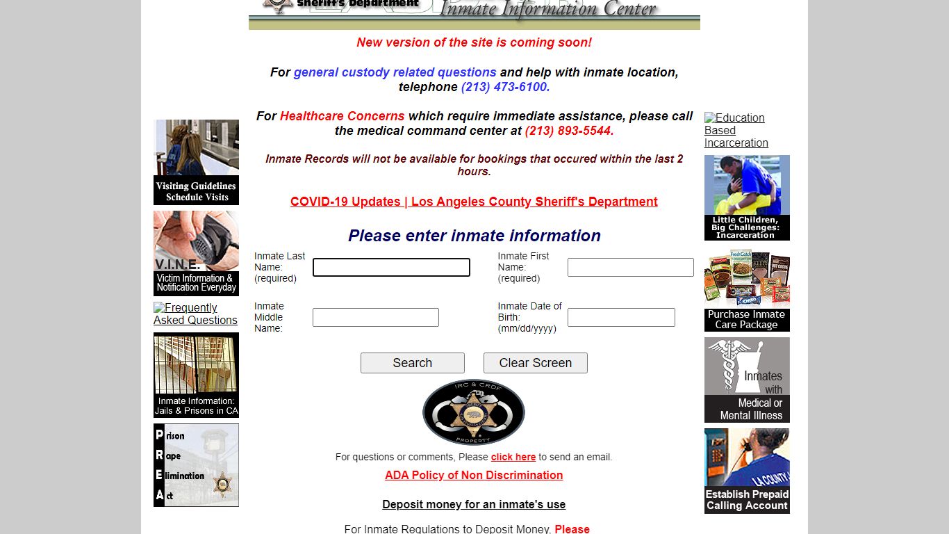 Los Angeles County Inmate Search